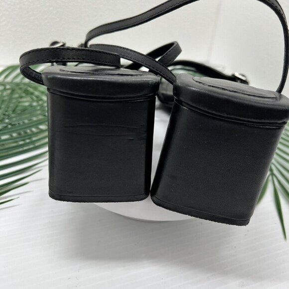 Free People Niki Black Leather Strappy Open Toe Ankle Strap Sandals Size 37 - Picture 8 of 13